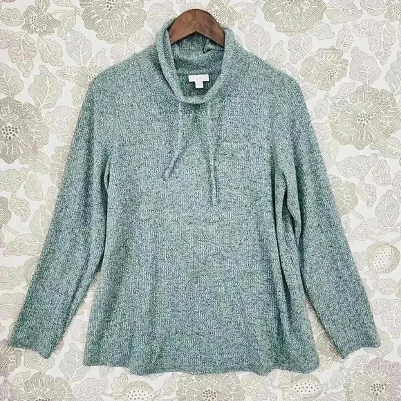 J. jill Cowl Neck Sweater pullover Women's M Green 7573 - Picture 1 of 7